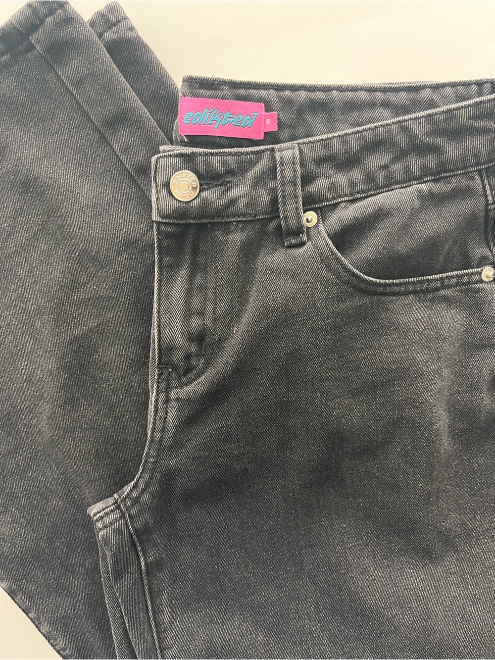 Edikted Medium Black High-Rise Women's Wide Leg Jeans